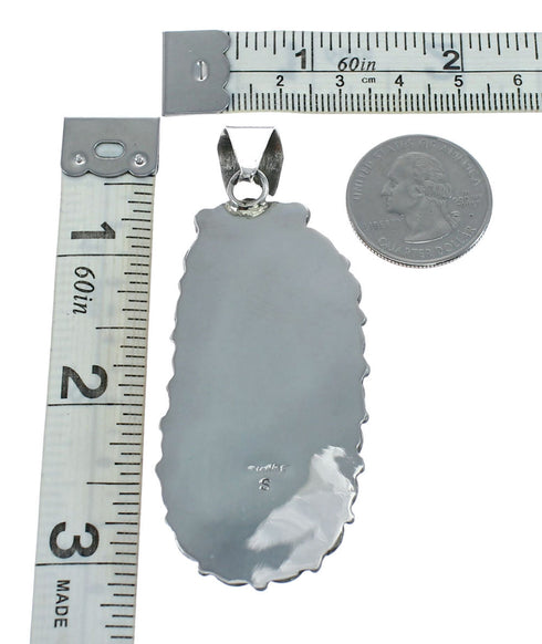 Genuine Navajo Sterling Silver Amber Pendant NX11656